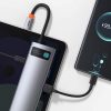 Baseus Metal Gleam 8 in1 Multifunkciónális USB-C HUB - USB-C PD 100W + HDMI 4K 30Hz + 3x USB 3.0 + RJ45 1Gbps + SD/MicroSD kártyaolvasó (Szürke)