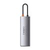 Baseus Metal Gleam 8 in1 Multifunkciónális USB-C HUB - USB-C PD 100W + HDMI 4K 30Hz + 3x USB 3.0 + RJ45 1Gbps + SD/MicroSD kártyaolvasó (Szürke)