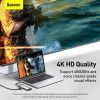 Baseus Metal Gleam 8 in1 Multifunkciónális USB-C HUB - USB-C PD 100W + HDMI 4K 30Hz + 3x USB 3.0 + RJ45 1Gbps + SD/MicroSD kártyaolvasó (Szürke)