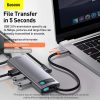 Baseus Metal Gleam 8 in1 Multifunkciónális USB-C HUB - USB-C PD 100W + HDMI 4K 30Hz + 3x USB 3.0 + RJ45 1Gbps + SD/MicroSD kártyaolvasó (Szürke)