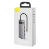 Baseus Hub 6in1 Metal Gleam Series USB-C, 3x USB 3.0 + HDMI + USB-C PD + Ethernet RJ45 (szürke)