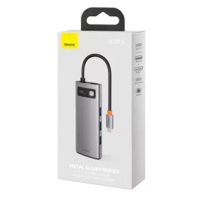   Baseus Hub 6in1 Metal Gleam Series USB-C, 3x USB 3.0 + HDMI + USB-C PD + Ethernet RJ45 (szürke)