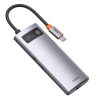 Baseus Hub 6in1 Metal Gleam Series USB-C, 3x USB 3.0 + HDMI + USB-C PD + Ethernet RJ45 (szürke)