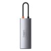 Baseus Hub 6in1 Metal Gleam Series USB-C, 3x USB 3.0 + HDMI + USB-C PD + Ethernet RJ45 (szürke)
