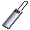 Baseus Hub 6in1 Metal Gleam Series USB-C, 3x USB 3.0 + HDMI + USB-C PD + Ethernet RJ45 (szürke)