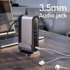 Baseus háromképernyős multifunkciós Type-C adapter – HUB dokkolóállomás CN+EU+UK csatlakozókkal (sötétszürke)