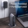 Baseus háromképernyős multifunkciós Type-C adapter – HUB dokkolóállomás CN+EU+UK csatlakozókkal (sötétszürke)