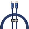 Baseus Crystal Shine USB-C - Lightning kábel, 20W, PD, 1.2m (kék)