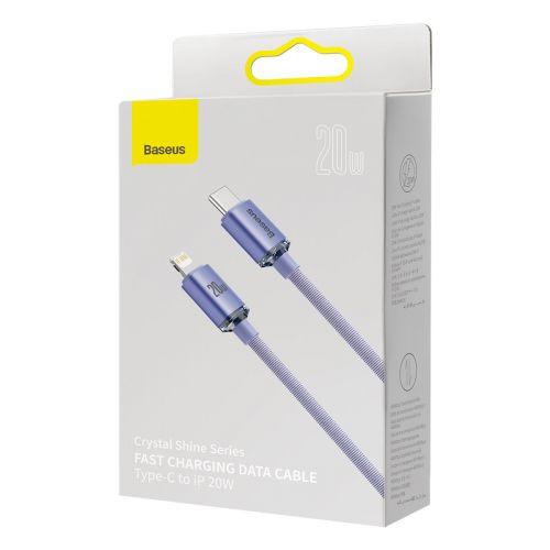 Baseus Crystal Shine USB-C - Lightning kábel, 20W, PD, 1.2m (lila)