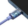 Baseus Crystal Shine USB-C - Lightning kábel, 20W, PD, 1.2m (lila)