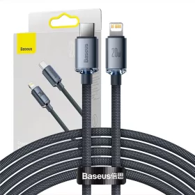   Baseus Crystal Shine USB-C-Lightning kábel, 20W, PD, 2m (fekete)