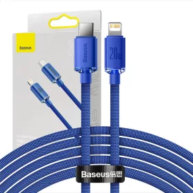   Baseus Crystal Shine USB-C-Lightning kábel, 20W, PD, 2m (kék)