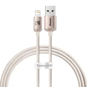   Baseus Crystal Shine USB kábel iPhone-hoz, 2.4A, 1,2m (rózsaszín)