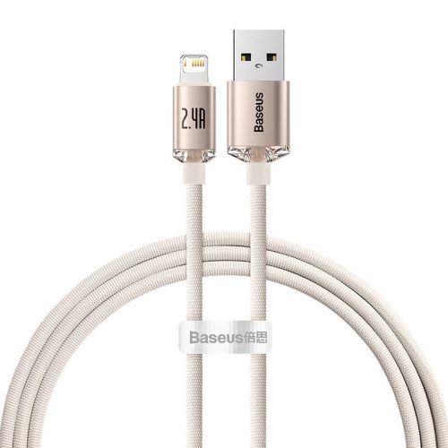 Baseus Crystal Shine USB kábel iPhone-hoz, 2.4A, 1,2m (rózsaszín)