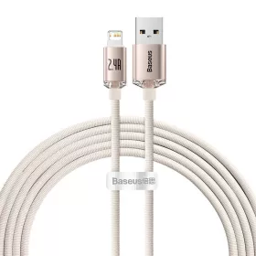   Baseus Crystal Shine USB kábel iPhone-hoz, 2.4A, 2m (rózsaszín)