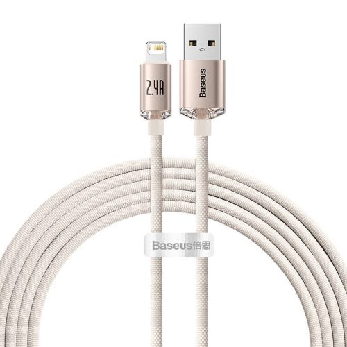 Baseus Crystal Shine USB kábel iPhone-hoz, 2.4A, 2m (rózsaszín)
