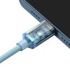 Baseus Crystal Shine Series Type-C-Lightning gyorstöltő kábel, Power Delivery 20W, 1,2 m (világoskék)
