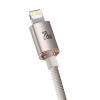 Baseus Crystal Shine USB kábel iPhone-hoz  20W, 1,2m (rózsaszín)