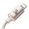 Baseus Crystal Shine USB kábel iPhone-hoz  20W, 2m (rózsaszín)