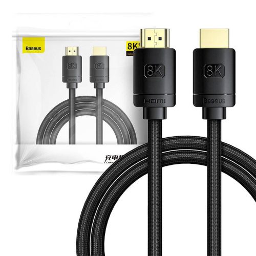 Baseus HD Series HDMI 2.1 Kábel, 8K 60Hz, 3D, HDR, 48Gbps, 2m (Fekete)