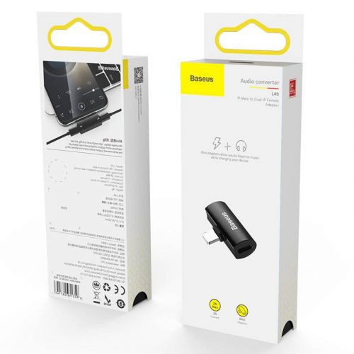 Baseus L46 Lightning-2x Lightning audioadapter (fekete)
