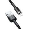 Baseus Lightning Töltő Kábel - 2.4A - 1m (Szürke-Fekete)