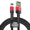 Baseus Cafule 2,4A 1m Lightning USB-kábel (kétoldalas) (fekete és piros)