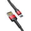 Baseus Cafule 2,4A 1m Lightning USB-kábel (kétoldalas) (fekete és piros)