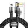 Baseus Cafule 2,4A 1m Lightning USB-kábel (kétoldalas) (szürke-fekete)