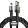 Baseus Cafule 1,5A 2m Lightning USB-kábel (kétoldalas) (szürke-fekete)