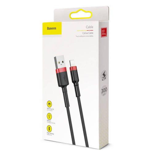 Baseus Cafule Lightning–USB kábel, 3m, 2A (Piros-fekete)