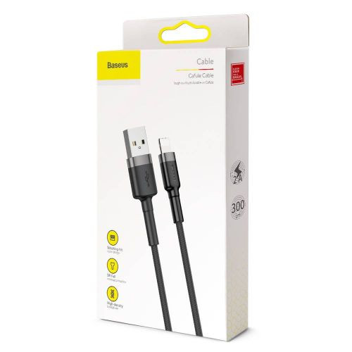Baseus iPhone Lightning gyors adat, töltőkábel 2A - 3m (Fekete-Szürke)
