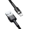 Baseus iPhone Lightning gyors adat, töltőkábel 2A - 3m (Fekete-Szürke)