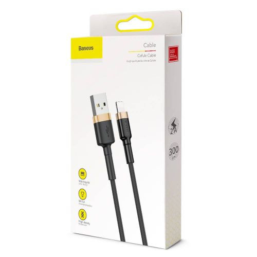 Baseus Cafule USB Lightning 2A 3m-es kábel (arany-fekete)