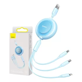   Baseus Bright Mirror 2, 3 az 1-ben Micro-USB / Lightning / USB-C kábel, 3,5 A, 1,1m (égszínkék)