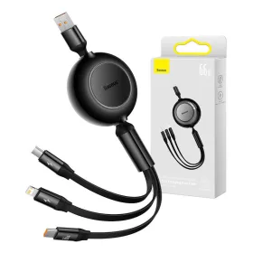   Baseus Bright Mirror 3, 3 az 1-ben Micro-USB / Lightning / USB-C kábel, 66W / 2A, 1,1m (fekete)