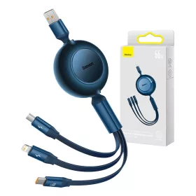   Baseus Bright Mirror 3, 3 az 1-ben Micro-USB / Lightning / USB-C kábel, 66W / 2A, 1,1m (kék)