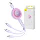 Baseus Bright Mirror 3, 3 az 1-ben Mikro USB / Lightning / USB-C kábel, 66W / 2A, 1,1m (lila)
