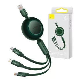   Baseus Bright Mirror 3, 3 az 1-ben Micro-USB / Lightning / USB-C kábel, 66W / 2A, 1,1m (zöld)