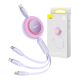 Baseus Bright Mirror 4, 3 az 1-ben Micro-USB / Lightning / USB-C kábel, 100W, 3,5A, 1,1m (lila)