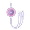 Baseus Bright Mirror 4, 3 az 1-ben Micro-USB / Lightning / USB-C kábel, 100W, 3,5A, 1,1m (lila)