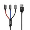 Baseus 3 az 1-ben USB-C / Lightning / Micro 3A 1,2m-es USB-kábel, (fekete)