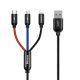 Baseus 3 az 1-ben USB-C / Lightning / Micro 3A 1,2m-es USB-kábel, (fekete)