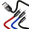 Baseus 3 az 1-ben USB-C / Lightning / Micro 3A 1,2m-es USB-kábel, (fekete)