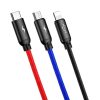 Baseus 3 az 1-ben USB-C / Lightning / Micro 3A 1,2m-es USB-kábel, (fekete)