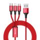 Baseus Rapid 3 az 1-ben C típusú USB-kábel / Lightning / Micro 3A 1,2 m (piros)