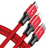 Baseus Rapid 3 az 1-ben C típusú USB-kábel / Lightning / Micro 3A 1,2 m (piros)
