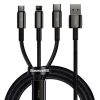 Baseus 3in1 USB Kábel (Type C / Lightning / micro USB) 3.5A 1.5m - Fekete (CAMLTWJ-01)