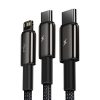 Baseus 3in1 USB Kábel (Type C / Lightning / micro USB) 3.5A 1.5m - Fekete (CAMLTWJ-01)