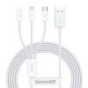 Baseus Superior 3-in-1 Györstöltő Kábel - USB - M+L+C 3.5A 1.5m  (Fehér) 